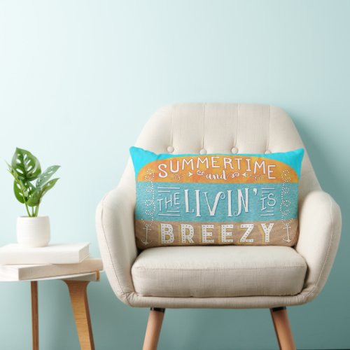 Beach Nautical Summertime Livin Breezy Sun Sand Lumbar Pillow