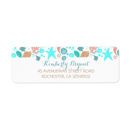 Beach Nautical Turquoise Teal and White Wedding Label