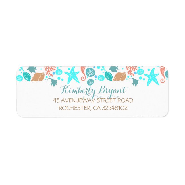 Beach Nautical Turquoise Teal and White Wedding Label (Front)