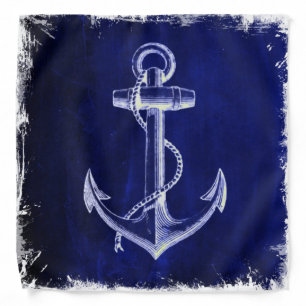 beach navy blue coastal chic nautical  anchor bandana