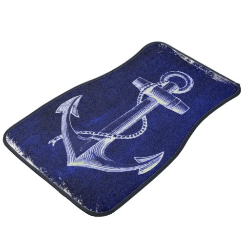 beach navy blue coastal chic nautical  anchor car mat