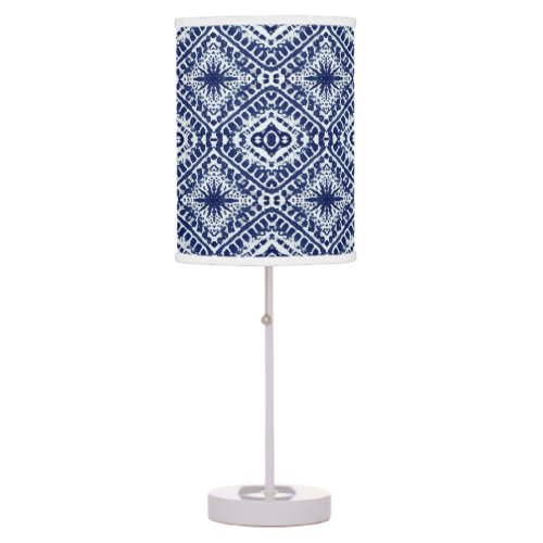 Beach Navy White Seashore Seaside Shibori Asian Table Lamp