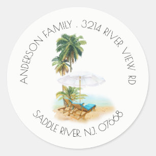 Beach   New Home Address Label Sticker
