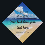 Beach & Ocean and Your Text Graduation Cap Topper<br><div class="desc">Make the top of your grad hat relaxing with this tropical beach & ocean.</div>