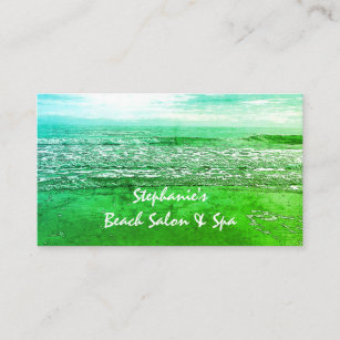 Beach Ocean Artistic Green Abstract Colorful 2024 Business Card