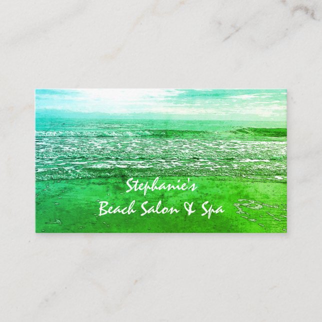 Beach Ocean Artistic Green Abstract Colorful 2024 Business Card (Front)