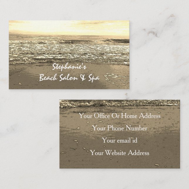 Beach Ocean Artistic Sepia Golde Golden Abstract Business Card (Front/Back)