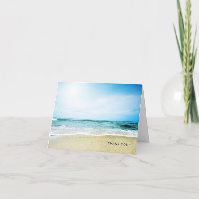 Beach Ocean Blank Letterpress Thank You Card (Front)