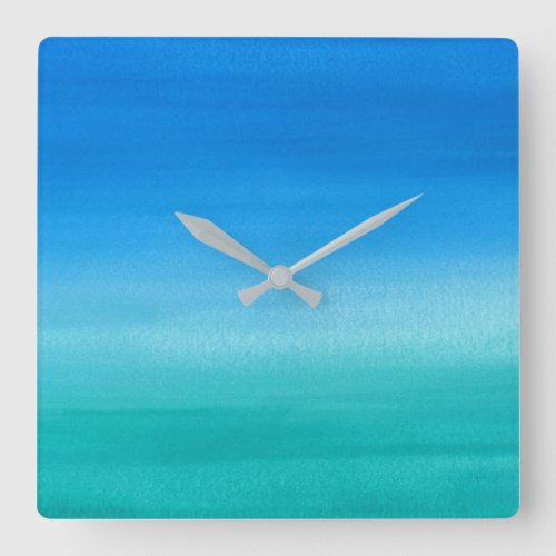 Beach Ocean Blue Green No Numbers Square Wall Clock