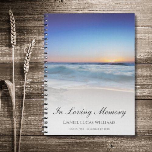 Beach Ocean Blue Memorial or Funeral Guest Book