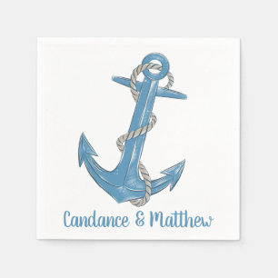 Beach Ocean Blue Nautical Engagement Party Wedding Napkins