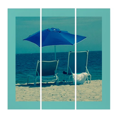Beach Ocean Blue Relaxing Triptych