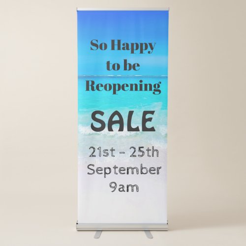 Beach Ocean Blue Simple Opening Sale Announcement Retractable Banner