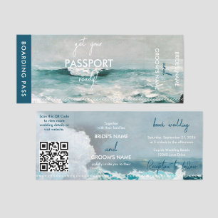 Beach Ocean Boarding Pass Wedding Invitation Raffle Tickets