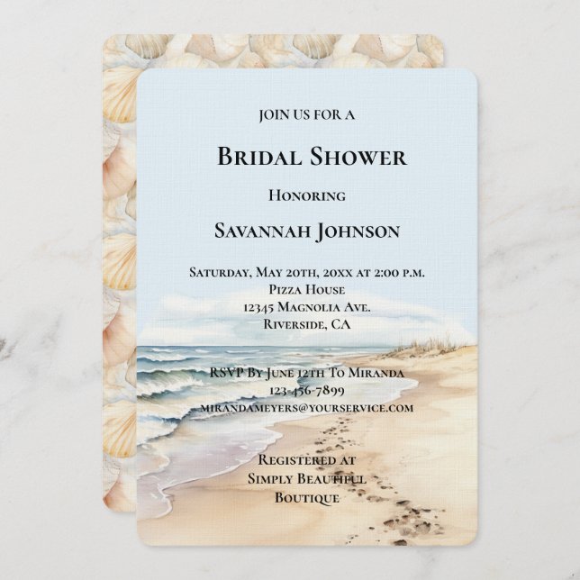 Beach Ocean Bridal Shower Invitation (Front/Back)