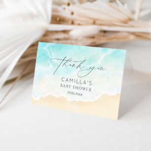 Beach Ocean Bridal Shower Letterpress Thank You Card