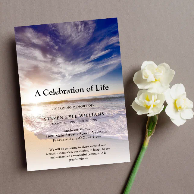 Beach ocean celebration of Life Funeral Invitation Zazzle