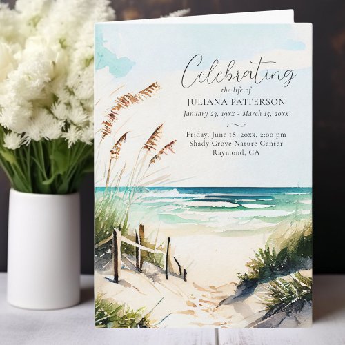 Beach Ocean Celebration of Life Photo Funeral Program
