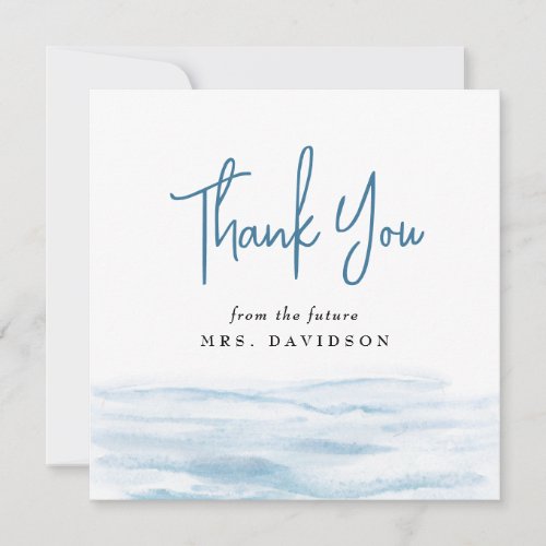 Beach Ocean Coastal Dusty Blue Bridal Shower Thank You Card