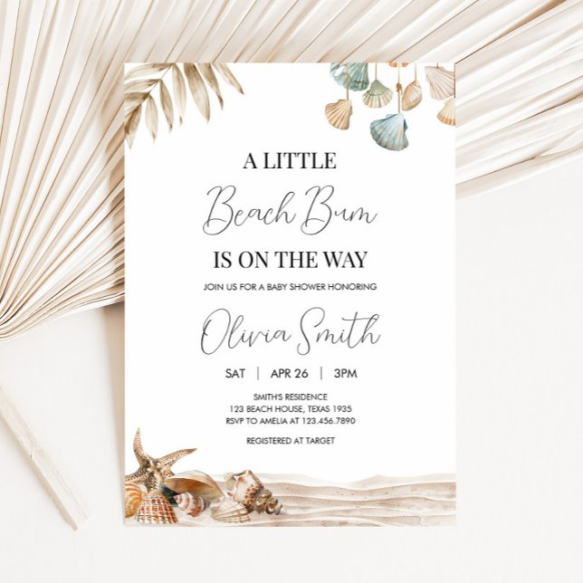 Beach Ocean Corals Baby Shower Invitation (Beach Bum Ocean Tropical Corals Baby Shower Invitation)