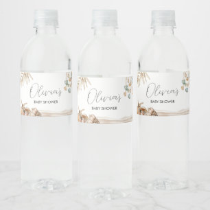 Beach Ocean Corals Baby Shower Water Bottle Label