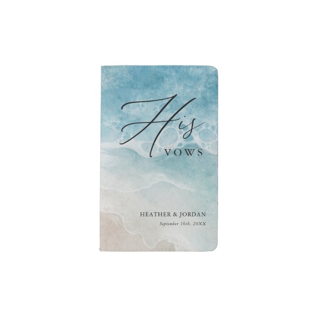 Beach Ocean Destination His Wedding Vows Book (Front)
