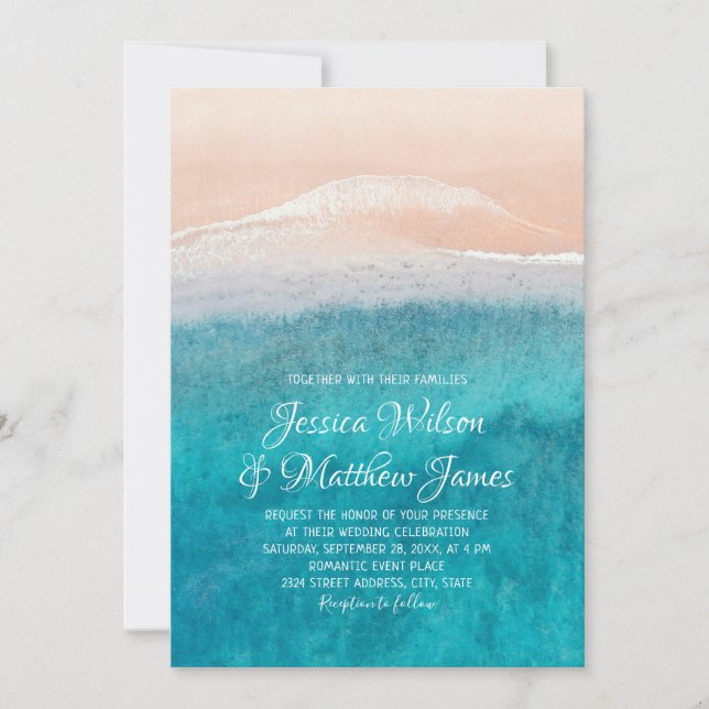 Beach Ocean Destination Nautical Seaside Wedding Invitation (Front)