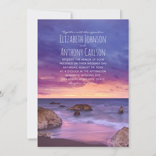 Beach Ocean Destination Sunset Nautical Wedding Invitation (Front)