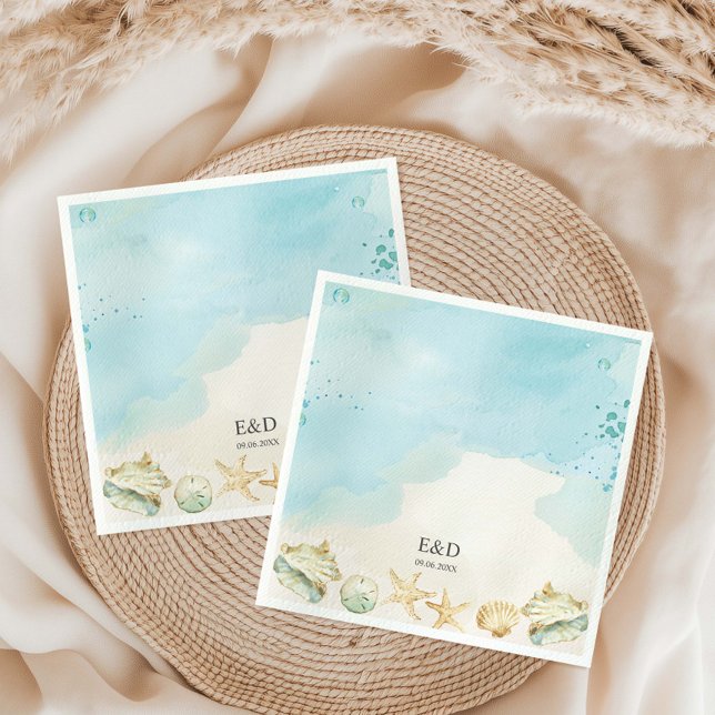 Beach Ocean Destination Wedding Bridal Birthday Napkins (Creator Uploaded)