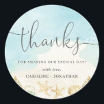 Beach Ocean Destination Wedding Thank You Favor Classic Round Sticker<br><div class="desc">Matching items available in store!</div>