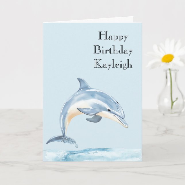 Beach Ocean Dolphin Birthday Card (Small Plant)