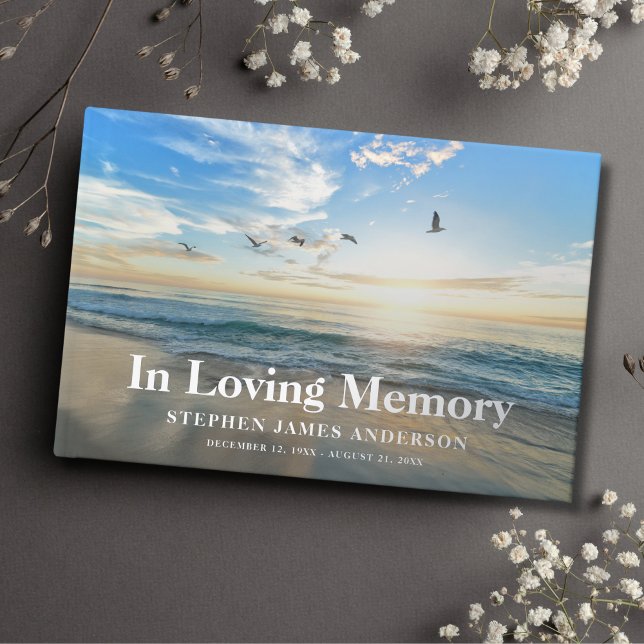 Beach Ocean Funeral Memorial Guest Book (Beach Photo Memorial Guest Book)