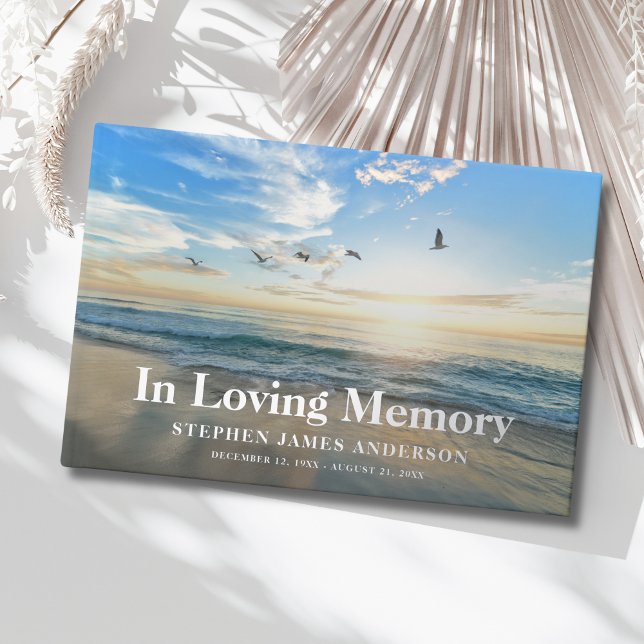 Beach Ocean Funeral Memorial Guest Book (Beach Photo Memorial Guest Book)