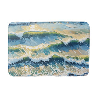 Beach Ocean Green Blue Yellow Design 345 Bath Mat