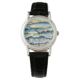 Beach Ocean Green Blue Yellow Design 345 Watch