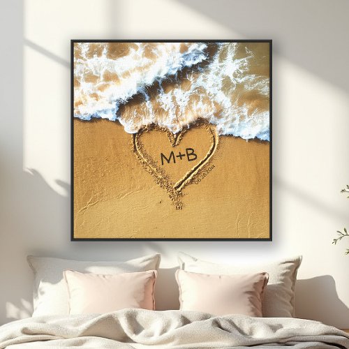 Beach Ocean Heart Initials Wedding Anniversary