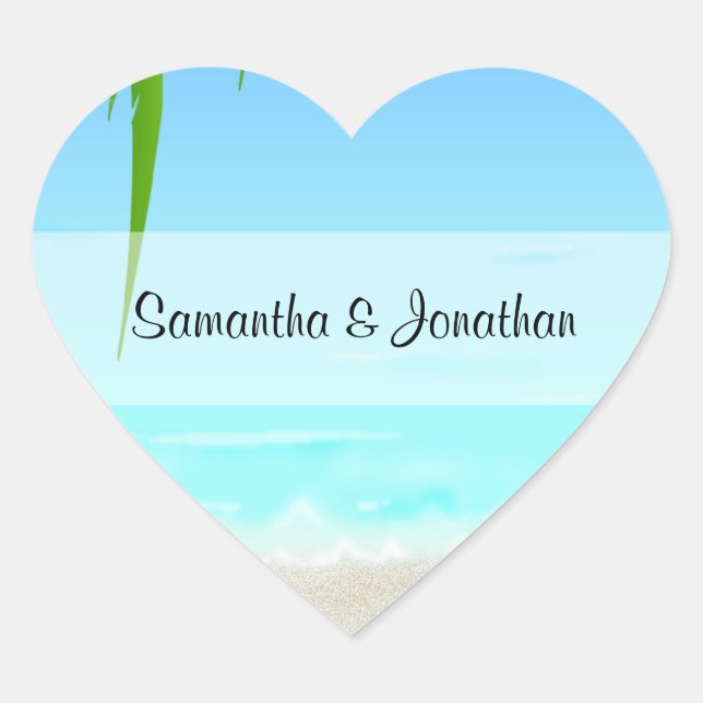 Beach/Ocean Heart Shaped Stickers (Front)