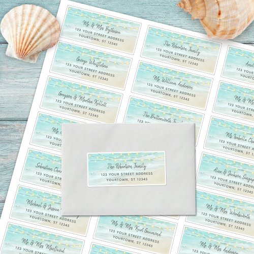 Beach Ocean Lights Wedding Guest Address Labels