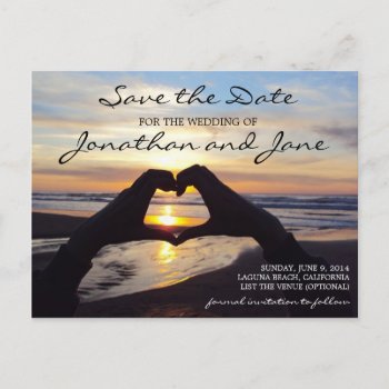Beach Ocean Love Heart Wedding Save The Date Announcement Postcard by loveisthething at Zazzle