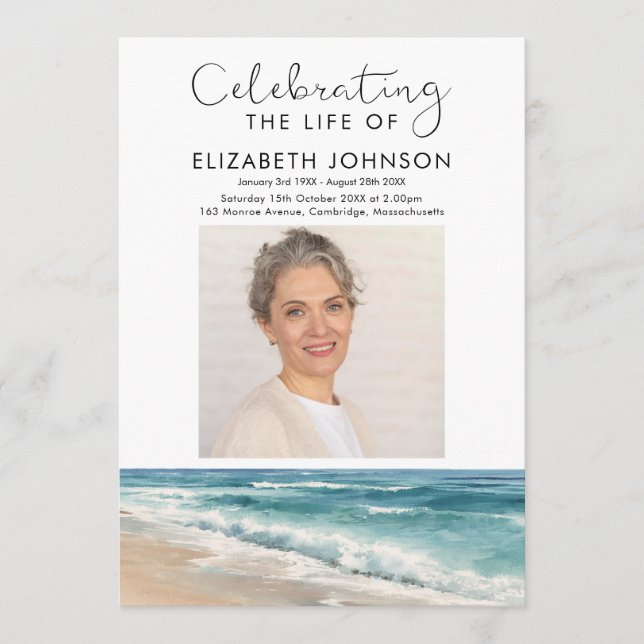 Beach Ocean Memorial Funeral Order Of Service Program (Front)