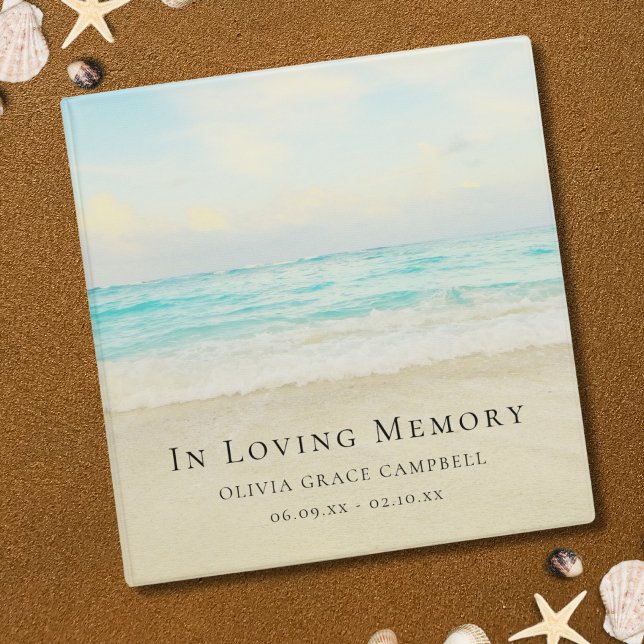 Beach Ocean Memorial or Funeral 3 Ring Binder (Beach Memorial Guest Book)