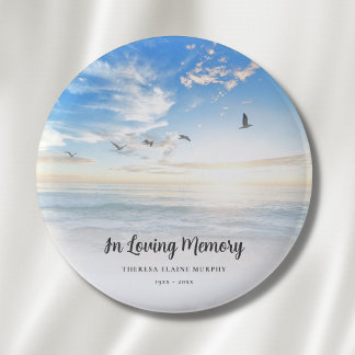Beach Ocean Memorial or Funeral Tribute Button