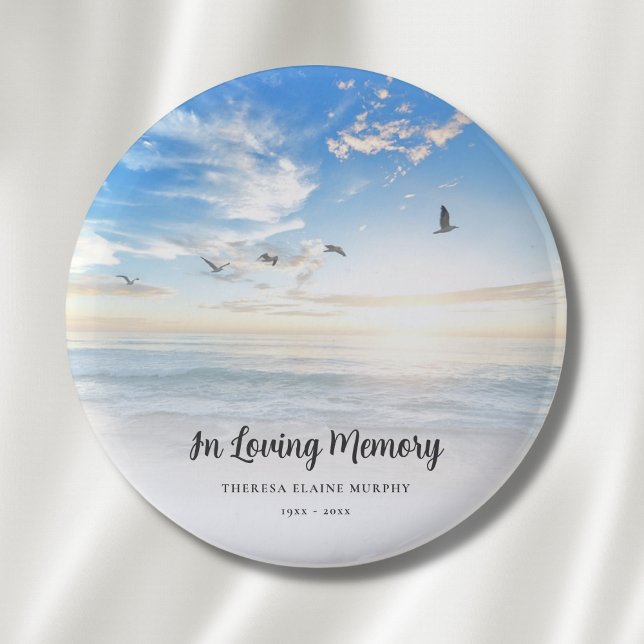 Beach Ocean Memorial or Funeral Tribute Button (Creator Uploaded)