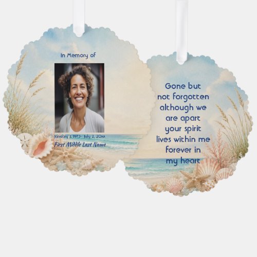 Beach Ocean  Memorial Prayer Card Photo Keepsake
