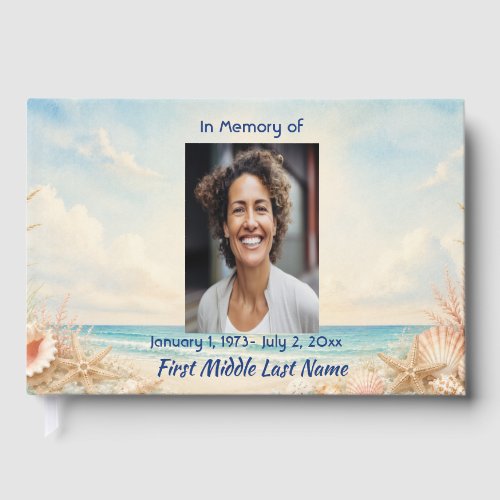 Beach Ocean Memorial Prayer Card Photo Keepsake Guest Book