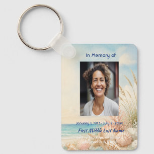Beach Ocean Memorial Prayer Card Photo Keepsake Keychain