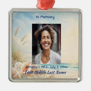 Beach Ocean Memorial Prayer Card Photo Keepsake Metal Ornament
