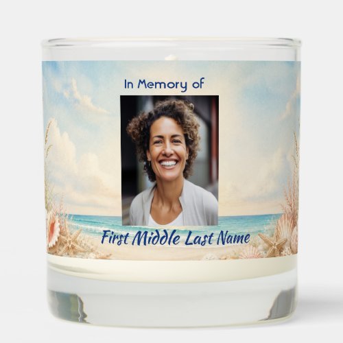 Beach Ocean  Memorial Prayer Card Photo Keepsake Scented Candle