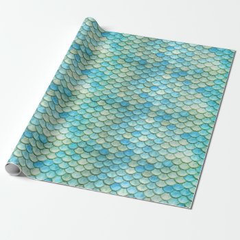 Beach Ocean Mermaid Fish Scales Wrapping Paper by coastal_life at Zazzle