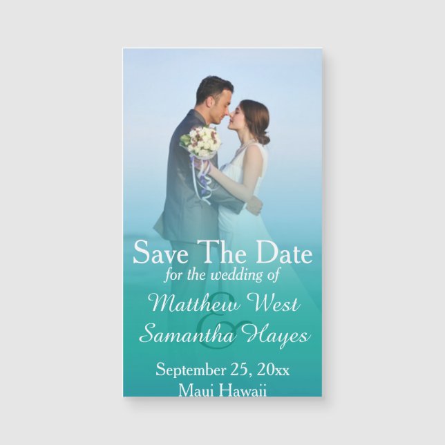 Beach Ocean Mist Photo Wedding Save The Date (Front)